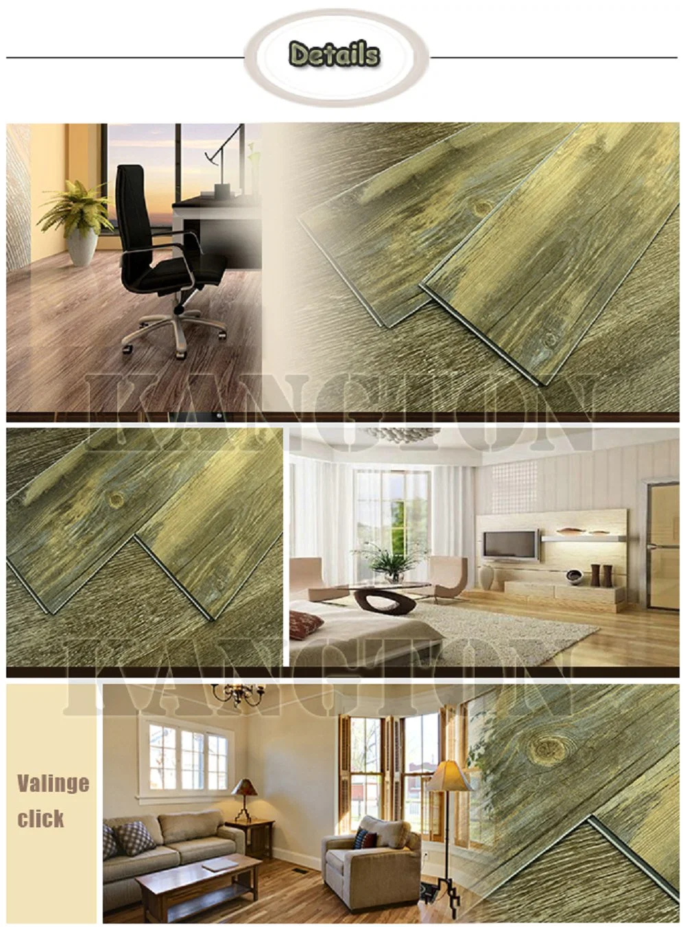 Indoor Lvt Wood Pattern Loose Lay Vinyl Flooring (vinyl flooring)