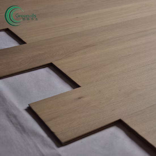 Russischer Weißeichen-Holzwerkstoffboden, handgekratzter, geräucherter, UV-geölter Hartholzboden